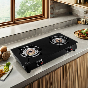 Hiện đại Tempered Glass 2 Burner Bếp <span class=keywords><strong>gas</strong></span> phong cách đôi vòng HOB cho nhà bếp sử dụng B2B bán buôn gốm đung từ Ấn Độ - Product Image 2
