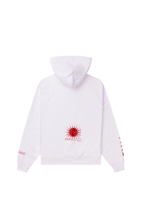 Sudadera con capucha personalizada para hombre, ropa de calle gráfica blanca, sudadera con bolsillo de canguro y diseño de bordado rojo - Product Image 2