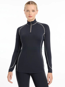 Couches femmes équitation haut de compression à manches longues avec construction sans couture tissu à séchage rapide et flexible à quatre voies - Product Image 6