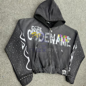 Sudadera con capucha y cremallera con etiqueta personalizada de calidad superior más demandada, sudaderas con capucha impresas en fábrica hechas a precio barato, sudaderas con capucha para hombres - Product Image 6