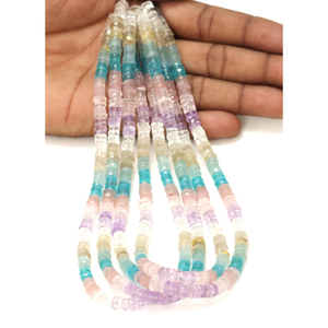 Top Quality Jolly <b>Beach</b> shaded Faceted Tyre shape Heishi Beads,15" AAA Natural Multi Faceted Wheel cut shape <b>Necklace</b> strand - Product Image 6