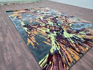 Alfombra de lana con mechones a mano de calidad superior, diseño abstracto geométrico, tamaños personalizables, alfombras y juegos de alfombras Premium hechas a mano - Product Image 4