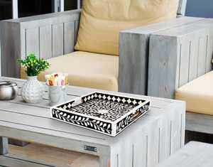 Sultana Grace Premium Bone Inlay Bandeja para servir Lujosa bandeja árabe hecha a mano para hogares elegantes, hoteles y colecciones de regalos - Product Image 1