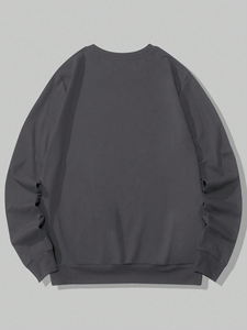 เสื้อสเวตเชิ้ตผู้ชายขายส่ง พิมพ์ลาย ผ้าฝ้ายฟลีซ สำหรับฤดูหนาว สวมใส่สบายๆ สไตล์สตรีทแวร์ เสื้อพูลโอเวอร์คอกลม - Product Image 2