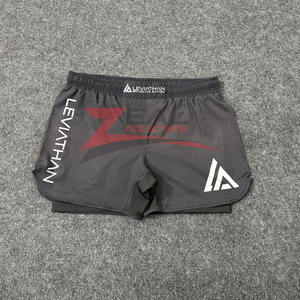 Pantalones cortos híbridos de doble capa 2 en 1 Pantalones cortos Mma Grappling Bjj Pantalones cortos Logotipos personalizados Sublimación Impreso Microstretch Hecho en Pakistán - Product Image 1