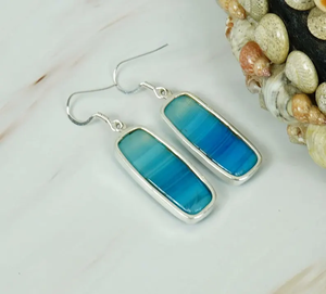 บอตสวานา925อาเกตสีฟ้าหรูหราต่างหูห่วงเงินสเตอร์ลิงเครื่องประดับแฮนด์เมดของขวัญสำหรับงานเลี้ยงของเธอ - Product Image 4