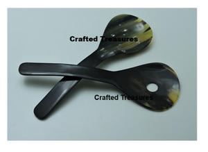 Sustainable Quality Natural Horn Salad Server set Of 2 pcs with <b>MOP</b> <b>Handle</b> Personalized Salad Serve And Mixing Kitchenware Tools - Product Image 5