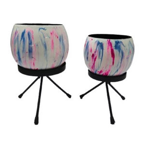 Pot de fleur en fer de forme ronde pour la maison balcon et jardin Pot de fleur jardin Patio intérieur extérieur fait à la main en vrac produit - Product Image 1