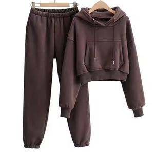 Cómodo ajustable en buena calidad de moda femenina elegante otoño Casual Sudadera con capucha y Jogger Lounge Wear chándal conjunto para mujer - Product Image 3
