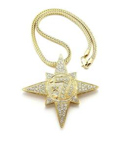 Collier Hip-Hop Tendance pour Homme, Pendentif en Argent 925 avec Diamant de Laboratoire Sertie (5 % de diamants, 7 étoiles) - Product Image 1