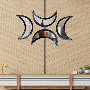 Espejos decorativos colgantes de pared de ratán en forma de luna creciente decoración del hogar espejo natural hecho a mano para venta al por mayor - Product Image 4