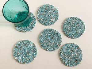 Handmade Beaded <b>Coasters</b> - Boho <b>Drink</b> <b>Coasters</b> with Polyester Backing (4x4 Inch) - Product Image 5