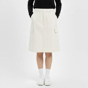 Falda Casual Corta para Mujer, Color Caqui, Cintura Elástica, Corte en A - Product Image 5