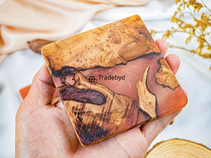 Sous-verres en résine naturelle, ensemble de sous-verres de luxe faits à la main, 4x4 pouces, carrés, couleurs personnalisables, Tradebyd - Product Image 2