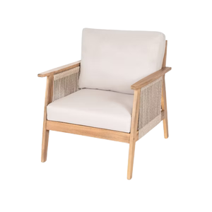 Ensemble de canapés d'extérieur en teck de luxe avec fauteuils rembourrés et table basse, mobilier de salon de jardin moderne en teck massif pour usage hôtelier - Product Image 5