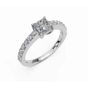 Anillo de Diamante Cultivado en Laboratorio Eternity de Princess Solitaire en Oro Amarillo, Rosa y Blanco de 9k, 14k y 18k, Joyería Clásica y Sostenible para Ella - Product Image 5