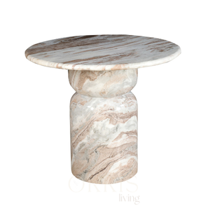 Table à manger ronde sur piédestal moderne, faite à la main, base en pierre artistique, mobilier de luxe pour la maison, design minimaliste, marbre naturel - Product Image 4