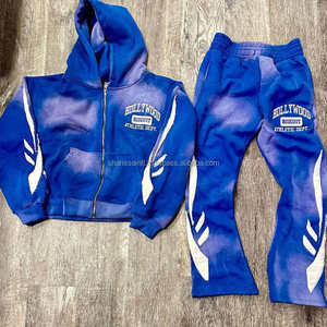 Sweat à capuche personnalisé en coton épais à épaules tombantes Survêtement évasé court à ourlet brut avec bord coupé Sweat à capuche en mousse à impression bouffante 3d pour hommes - Product Image 4