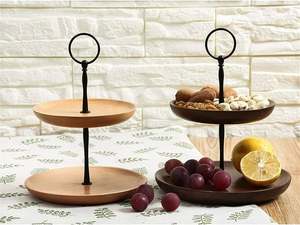 Soporte de pastel de madera de acacia Pedestal de pastel de bodas Servidor de cupcakes Hecho a mano de madera de acacia orgánica Comida segura nueva llegada - Product Image 5