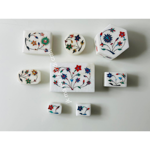 JK กล่องเก็บเครื่องประดับงานฝีมือหินอ่อนสีขาวขนาดเล็กของผู้หญิงที่มีหินสีฟ้าฝังอัญมณีของคุณอย่างมืออาชีพ! - Product Image 1