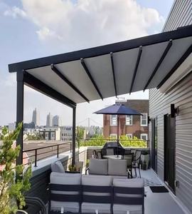 ระบบหลังคากระจกอลูมิเนียมเพอร์โกลาแบบยืดหดได้1ชุดหลังคาแบบเลื่อนอัตโนมัติใช้งานได้จริงสำหรับระเบียงสวนกลางแจ้ง - Product Image 2