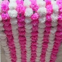 Nouvelle Guirlande Artificielle de Fleurs de Souci Indien Faite à la Main en Plastique Imperméable pour Décoration Intérieure/Extérieure, Remise de Diplôme, Halloween, Mariage