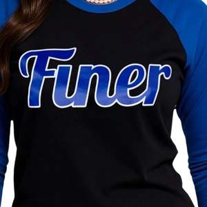 <b>Black</b> Finer Baseball Tee Blue Sleeve Sorority Apparel Cotton Collegiate Greek Life <b>Women</b> Embroidered Casual Baseball <b>Shirt</b> - Product Image 3