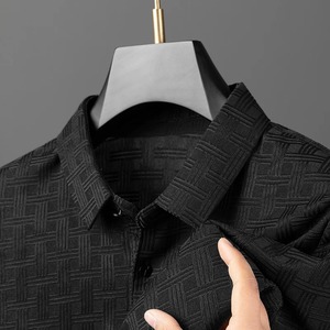 เสื้อโปโลเนื้อผ้าไอซ์ซิลค์สำหรับผู้ชาย, เสื้อคอปกธุรกิจลำลองเสื้อเชิ๊ตผ้าไอซ์ซิลค์ดีไซน์ใหม่2024ฤดูร้อน - Product Image 6