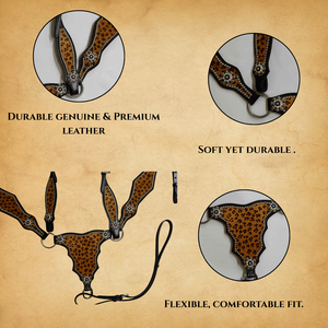 Cabecera de caballo de cuero occidental hecha a mano y coraza con hermosos Conchos - Product Image 3