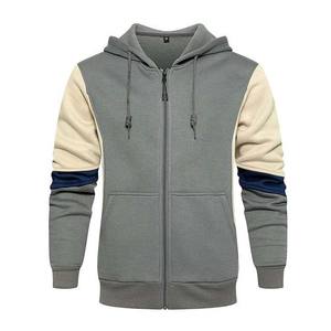Bonne qualité hommes sweats à capuche à glissière poche double face hommes fermeture éclair vente en gros hiver sweats à capuche respirants en couleur unie avec OEM - Product Image 1
