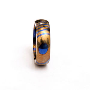 แหวนแต่งงานแบบคลาสสิกทำมือจากเหล็กดามัสกัส Burraq พร้อมกล่องใส่แหวน - ของขวัญที่สมบูรณ์แบบสำหรับคุณพ่อ สามี แฟนหนุ่ม (รองรับ OEM) - Product Image 1