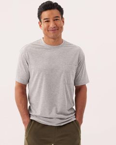 T-shirt à poche pour homme en coton décontracté à col rond à manches courtes uni avec poche poitrine, doux, respirant, coupe régulière, pour tous les jours - Product Image 6