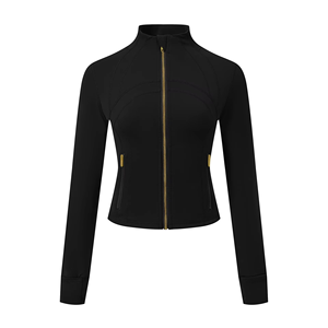 Chaqueta de talla grande, ligera, transpirable, con cremallera, Tops recortados, chaquetas, bolsillos laterales, abrigo ajustado, entrenamiento, transpirable, gimnasio, Yoga, Top - Product Image 2