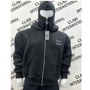 Vêtements de sport à double chapeau personnalisés Nouveau sweat à capuche coupe-vent d'hiver avec masque Ninja, style ample et polyvalent - Product Image 2