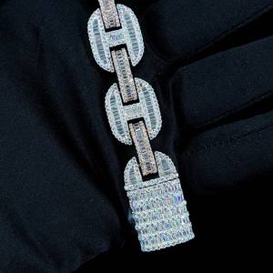 สร้อยข้อมือเพชรสวิสชุบทองคำขาว14K 18K ได้รับการรับรองโดย Hip Hop iced Baguette - Product Image 1