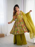 TENNECY – Robe longue réversible en soie Cinon jaune brodée, style culturel gujaratien Navratri, douce, extensible, infroissable, séchage rapide