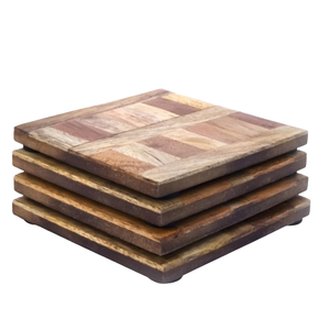 Posavasos Personalizados de Madera de Acacia Contemporánea, Ecológicos, de Forma Redondeada, Soporte para Tazas de Madera Maciza, Varios Tamaños, Tihami Inc - Product Image 2