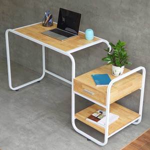 Modern Minimalist Office <b>Desk</b> with Integrated Printer <b>Shelf</b> 140x50cm Rubber Wood BD68094 - Product Image 4