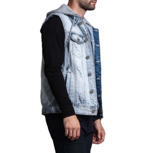 Veste en jean rétro slim de qualité supérieure pour hommes Gilet en jean sans manches décontracté de haute qualité de conception OEM pour l'hiver pour les garçons - Product Image 2