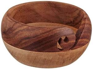 Tazón de hilo de madera hecho a mano, soporte de ganchillo para tejer con recorte de remolino, organizador de almacenamiento de hilo grueso, suministro de artesanía hecho a mano - Product Image 3