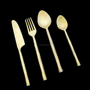 Ensemble de couverts de finition miroir doré en acier inoxydable 18/10 de mariage, couverts dorés, couverts en or mat - Product Image 2