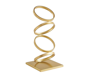 Escultura de Mármol Blanco con Base, Adorno Decorativo para Mesa, Diseño Circular con Acabado Dorado para el Hogar, Oficina o Estudio - Product Image 3