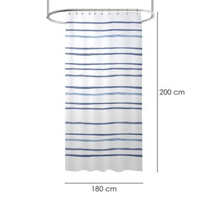 Tenda da doccia a righe blu 180x200 cm. Impermeabile - Product Image 2