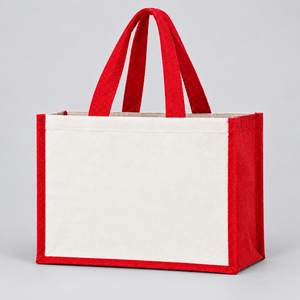 Bolsa de Yute Laminado Rojo 16x13x6 con Asa, Personalizable con Logotipo, Reutilizable, para Regalos, con Refuerzo Lateral, Impresión DTF, PriGlob - Product Image 4