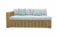 Set Sofa panjang gaya luar ruangan dengan lengan tinggi dan anyaman gaya bambu