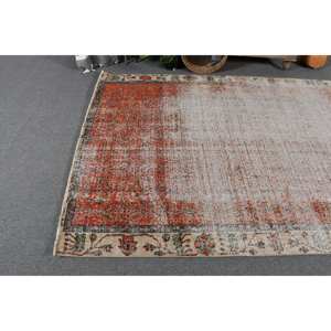 Alfombra turca Vintage de 5,4x8,5 pies, diseño de retazos de lana rojo y Beige, área grande, pasillo rectangular para dormitorio, sala de estar, látex - Product Image 3