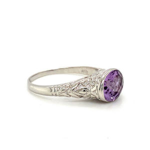 Bague pour homme en améthyste classique antique Fine filigrane 925 argent Designer fiançailles pour cadeau de fête de mariage en pierre de naissance de février - Product Image 1