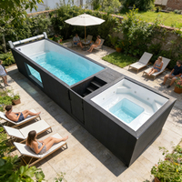 Piscine en conteneur maritime surdimensionné de 40 pieds avec système de filtration complet pour complexe familial, jardin extérieur