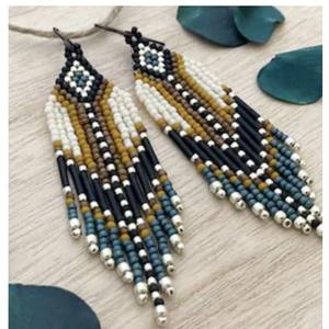 Pendientes con cuentas de semillas de cristal de diseño único para mujer - Product Image 3