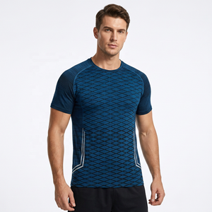 Men's <b>Geometric</b> Patterned Quick Dry Short Sleeve Sport T-<b>Shirt</b> Slim Fit O-Neck Printed Performance Top - Product Image 2